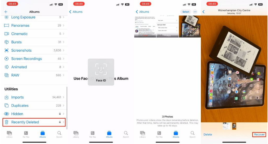 包头苹果14维修分享 iPhone14 上恢复已删除的照片 